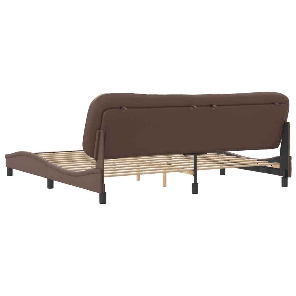vidaXL Cadru de pat cu tăblie, maro, 200x200 cm, piele ecologică