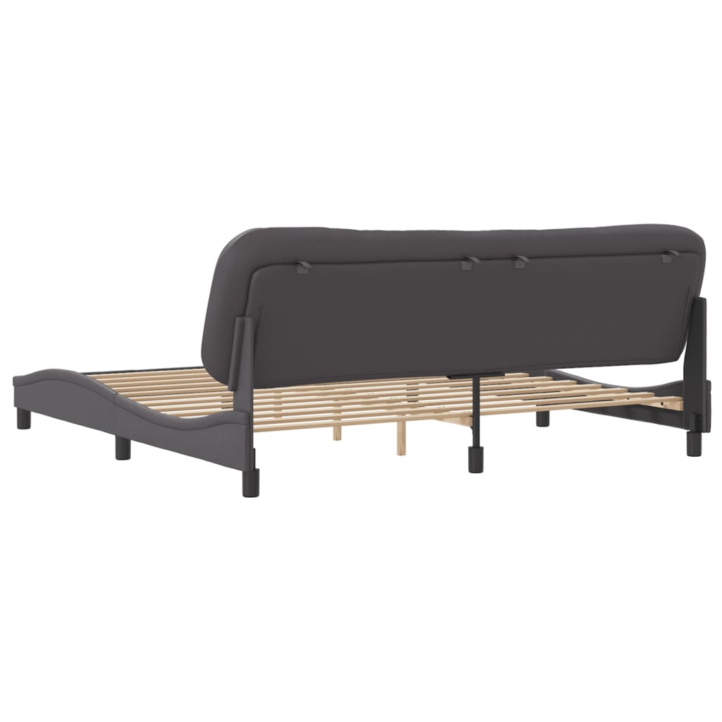 vidaXL Cadru de pat cu tăblie, gri, 200x200 cm, piele ecologică vidaXL Cadru de pat cu tăblie, gri, 200x200 cm, piele ecologică