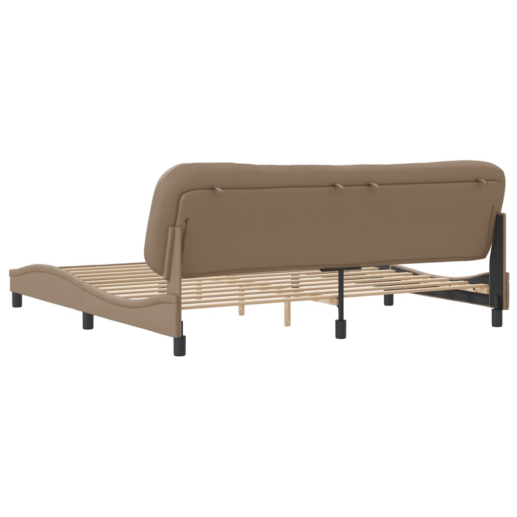 vidaXL Cadru de pat cu tăblie, cappuccino, 200x200 cm, piele ecologică vidaXL Cadru de pat cu tăblie, cappuccino, 200x200 cm, piele ecologică