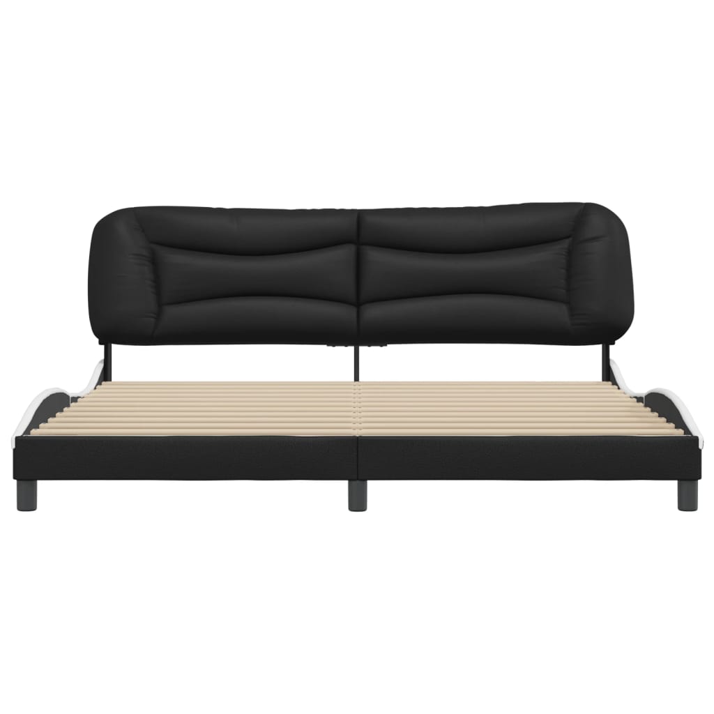 vidaXL Cadru de pat cu tăblie negru și alb 200x200cm piele artificială