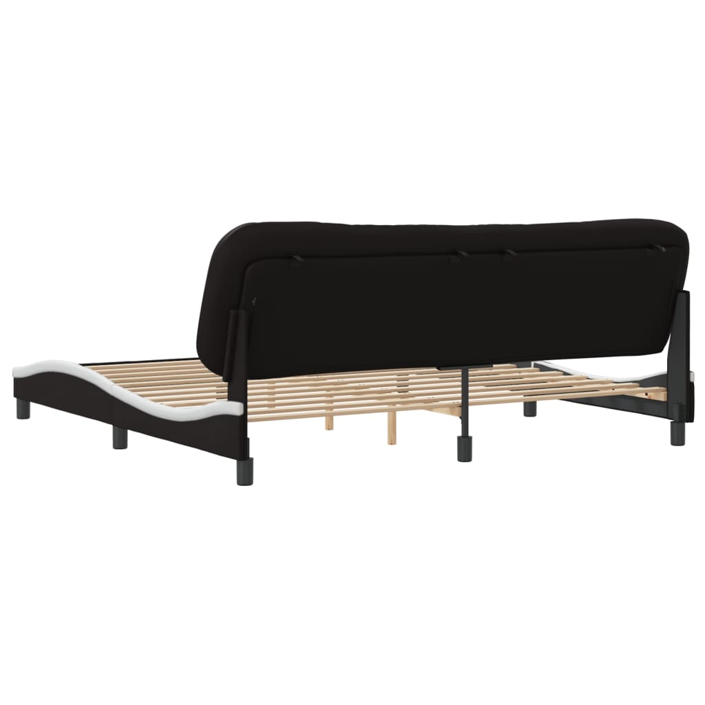 vidaXL Cadru de pat cu tăblie negru și alb 200x200cm piele artificială