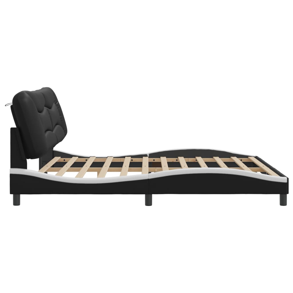 vidaXL Cadru de pat cu tăblie negru și alb 200x200cm piele artificială