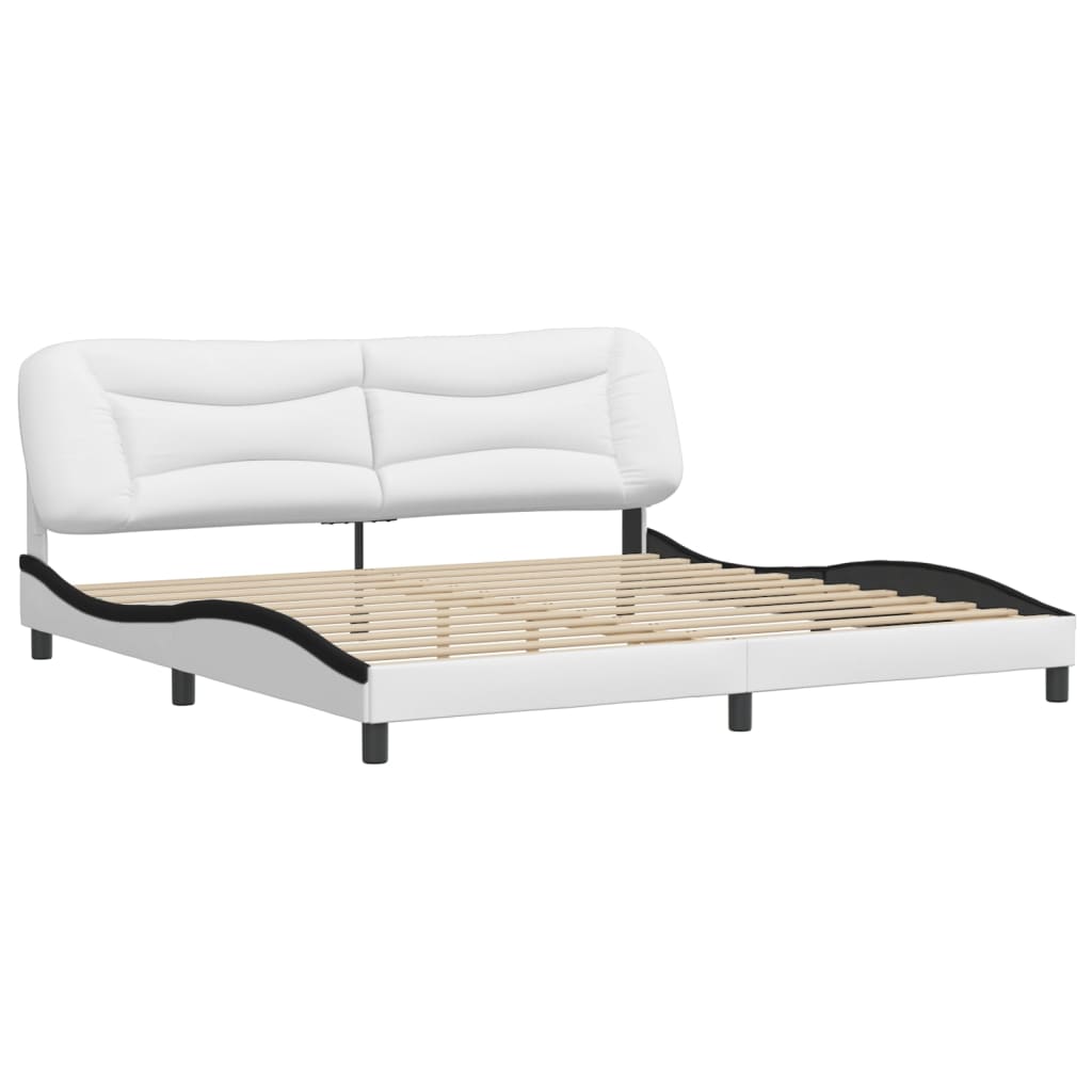 vidaXL Cadru de pat cu tăblie alb și negru 200x200cm piele artificială