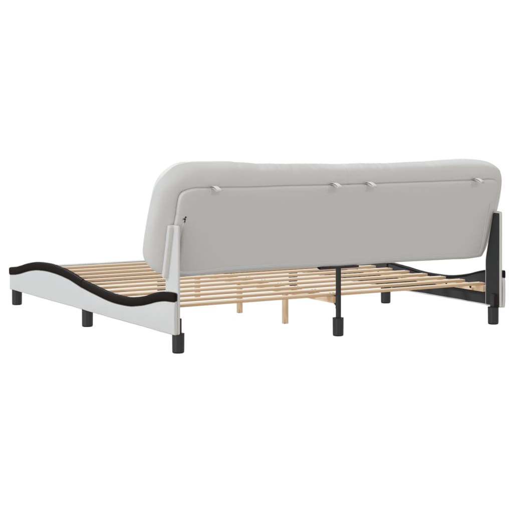 vidaXL Cadru de pat cu tăblie alb și negru 200x200cm piele artificială