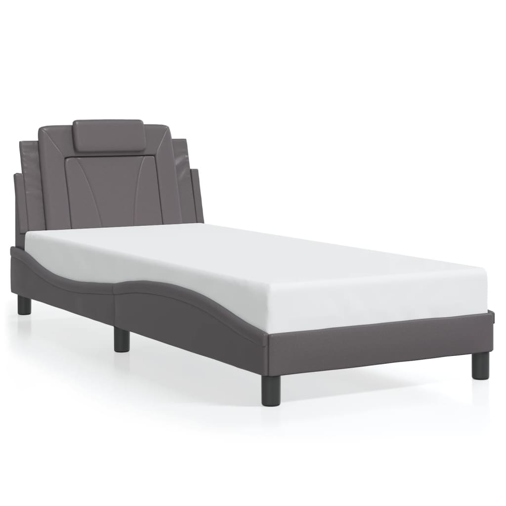 vidaXL Cadru de pat cu tăblie, gri, 80x200 cm, piele ecologică vidaXL Cadru de pat cu tăblie, gri, 80x200 cm, piele ecologică