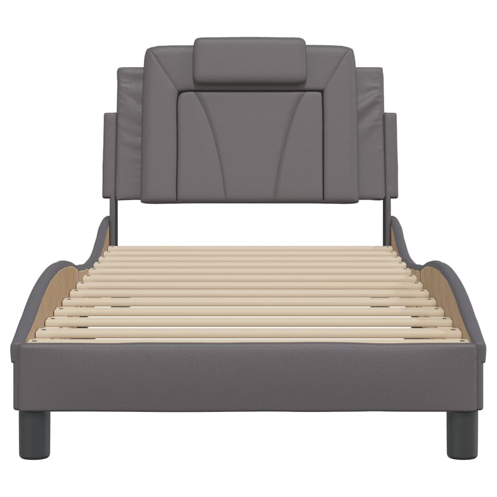 vidaXL Cadru de pat cu tăblie, gri, 80x200 cm, piele ecologică vidaXL Cadru de pat cu tăblie, gri, 80x200 cm, piele ecologică
