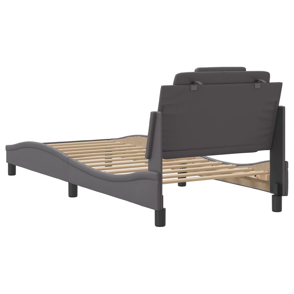 vidaXL Cadru de pat cu tăblie, gri, 80x200 cm, piele ecologică vidaXL Cadru de pat cu tăblie, gri, 80x200 cm, piele ecologică
