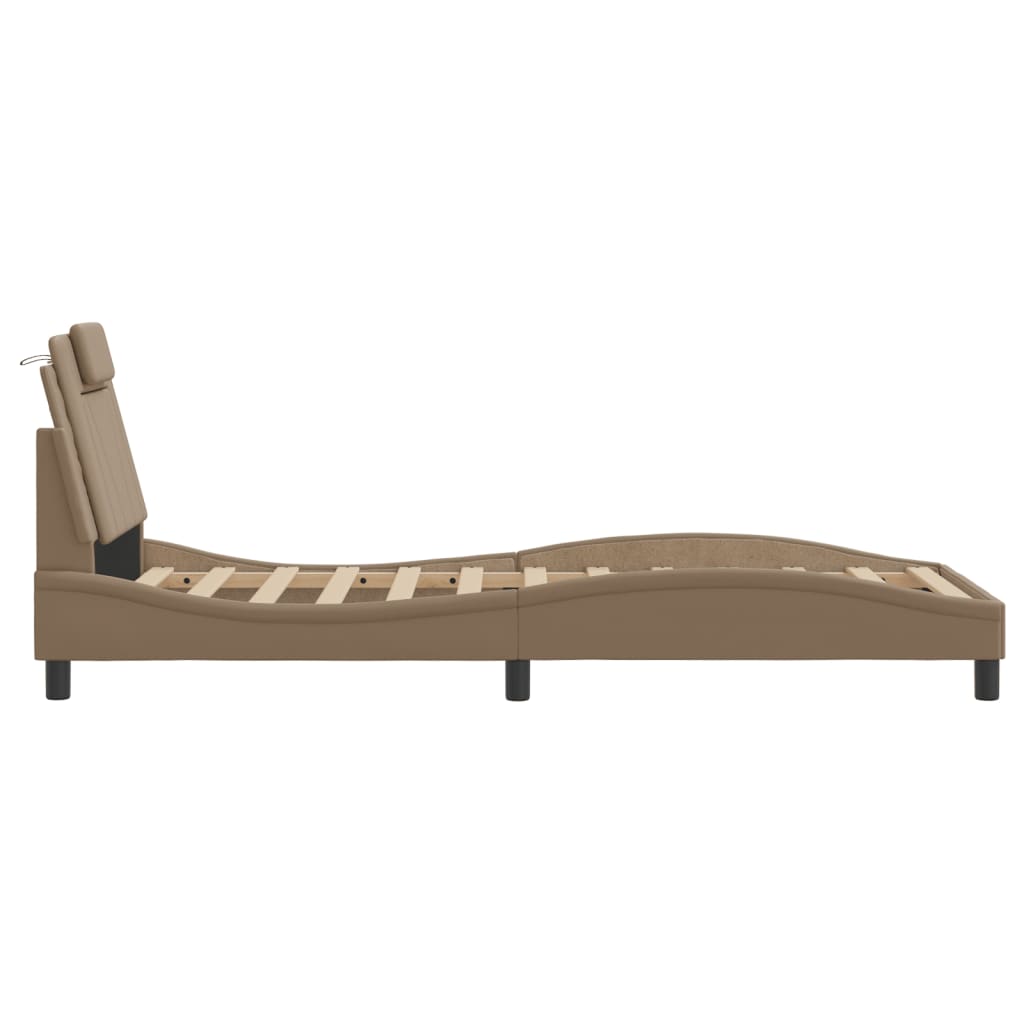 vidaXL Cadru de pat cu tăblie, cappuccino, 80x200 cm, piele ecologică vidaXL Cadru de pat cu tăblie, cappuccino, 80x200 cm, piele ecologică