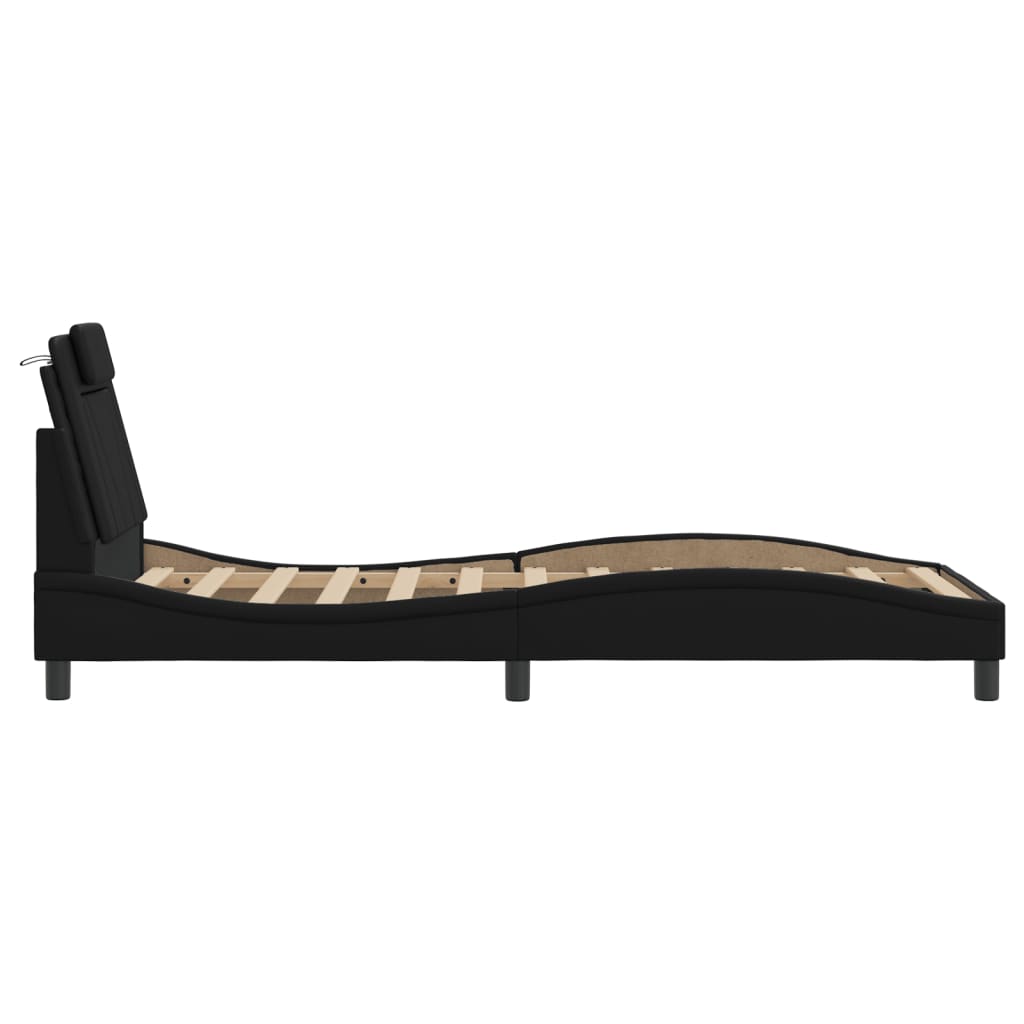 vidaXL Cadru de pat cu tăblie, negru, 90x190 cm, piele ecologică vidaXL Cadru de pat cu tăblie, negru, 90x190 cm, piele ecologică