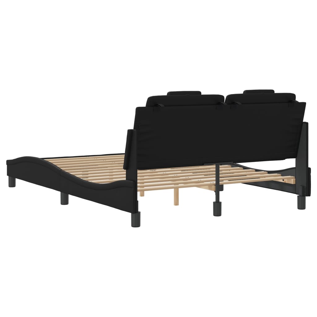 vidaXL Cadru de pat cu tăblie, negru, 120x200 cm, piele ecologică vidaXL Cadru de pat cu tăblie, negru, 120x200 cm, piele ecologică