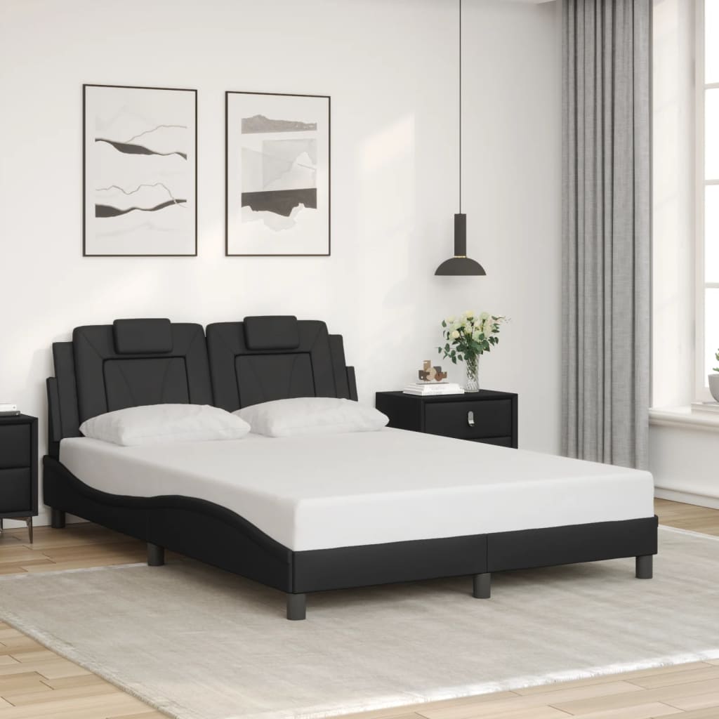 vidaXL Cadru de pat cu tăblie, negru, 120x200 cm, piele ecologică vidaXL Cadru de pat cu tăblie, negru, 120x200 cm, piele ecologică