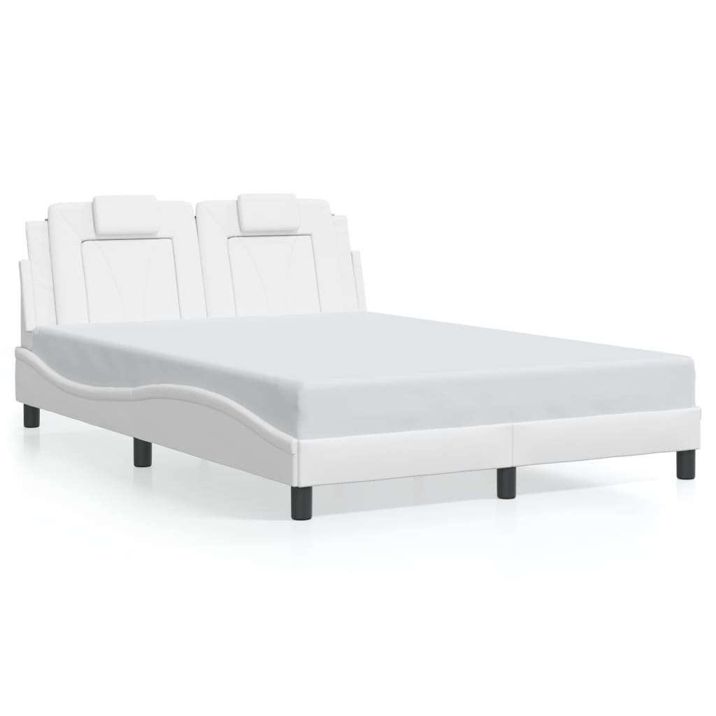 vidaXL Cadru de pat cu tăblie, alb, 120x200 cm, piele ecologică vidaXL Cadru de pat cu tăblie, alb, 120x200 cm, piele ecologică