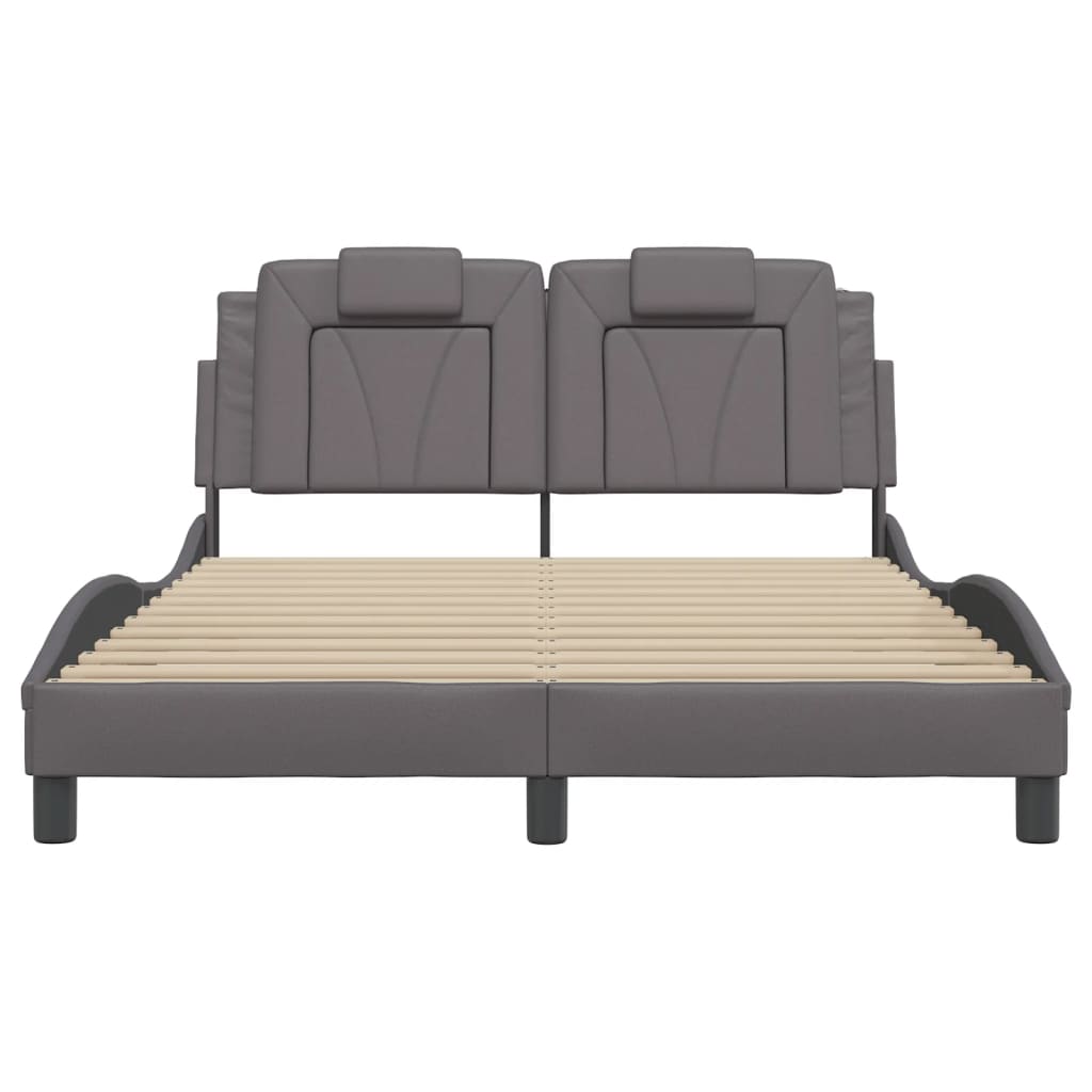 vidaXL Cadru de pat cu tăblie, gri, 120x200 cm, piele ecologică