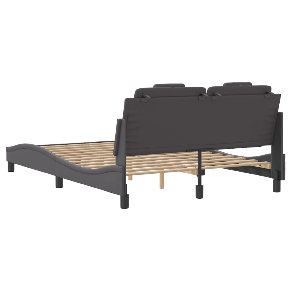 vidaXL Cadru de pat cu tăblie, gri, 120x200 cm, piele ecologică