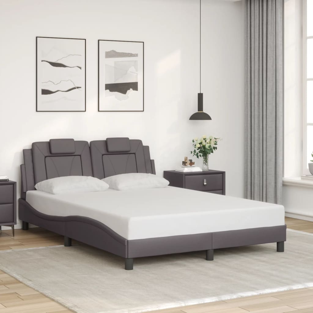 vidaXL Cadru de pat cu tăblie, gri, 120x200 cm, piele ecologică