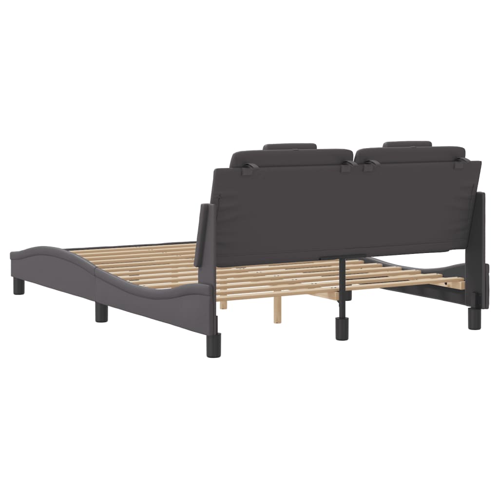 vidaXL Cadru de pat cu tăblie, gri, 140x200 cm, piele ecologică vidaXL Cadru de pat cu tăblie, gri, 140x200 cm, piele ecologică