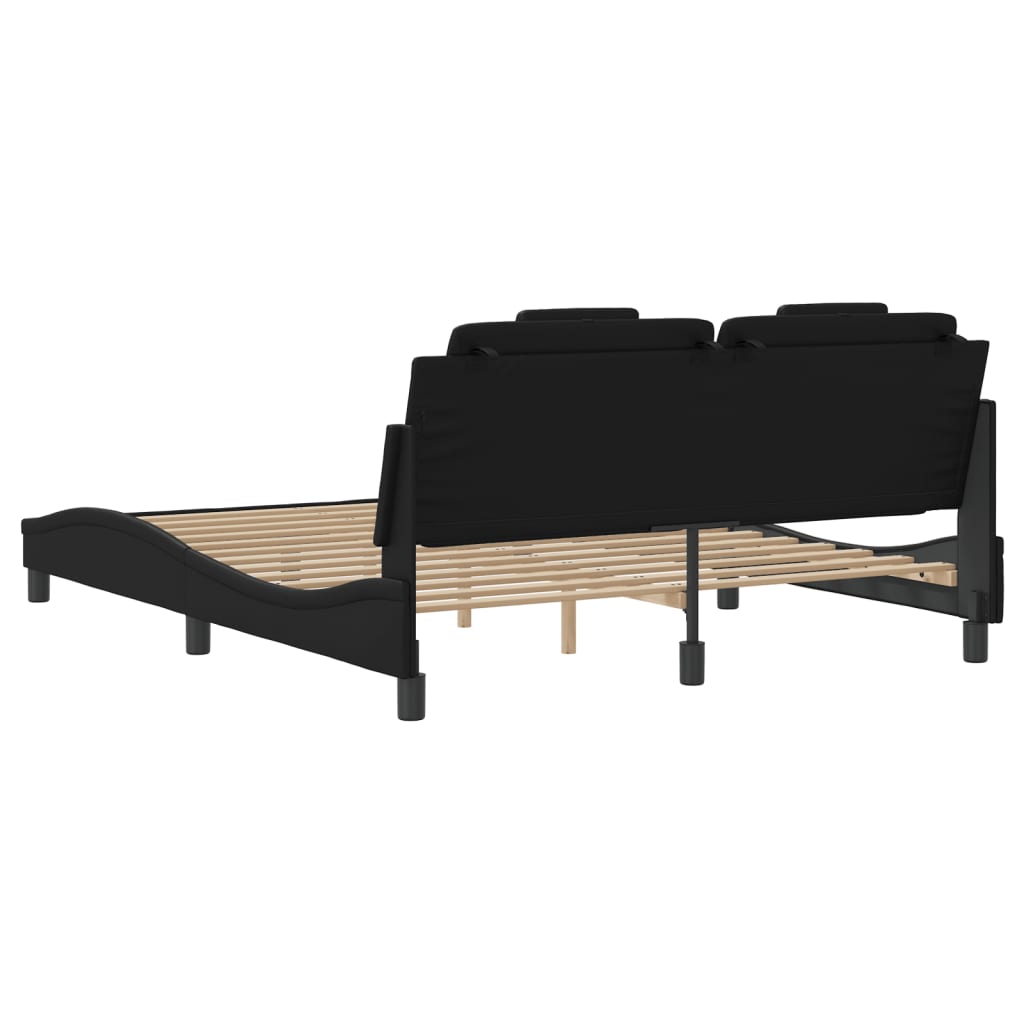 vidaXL Cadru de pat cu tăblie, negru, 160x200 cm, piele ecologică vidaXL Cadru de pat cu tăblie, negru, 160x200 cm, piele ecologică