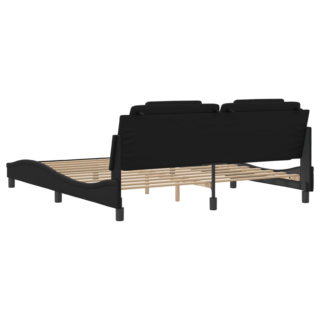 vidaXL Cadru de pat cu tăblie, negru, 180x200 cm, piele ecologică vidaXL Cadru de pat cu tăblie, negru, 180x200 cm, piele ecologică