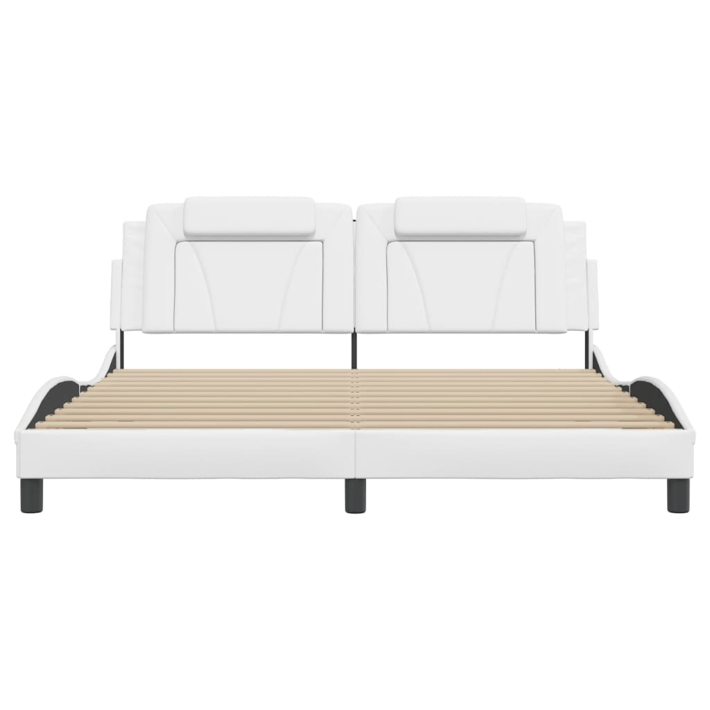 vidaXL Cadru de pat cu tăblie, alb, 180x200 cm, piele ecologică vidaXL Cadru de pat cu tăblie, alb, 180x200 cm, piele ecologică