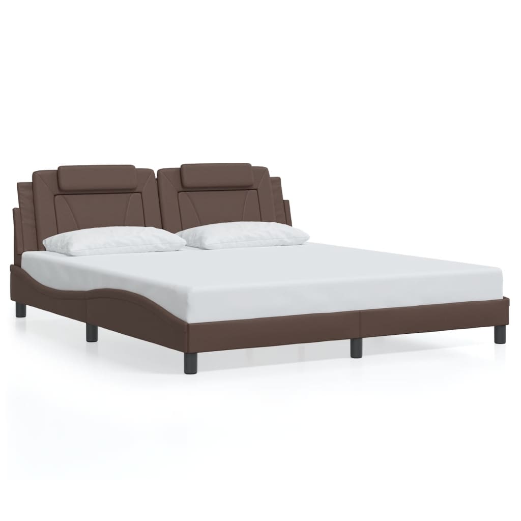 vidaXL Cadru de pat cu tăblie, maro, 180x200 cm, piele ecologică