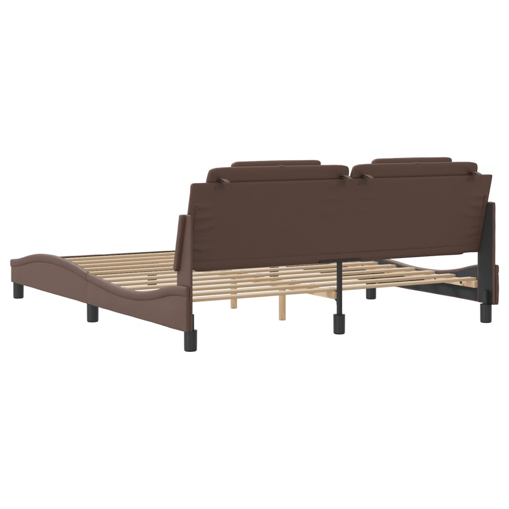 vidaXL Cadru de pat cu tăblie, maro, 180x200 cm, piele ecologică