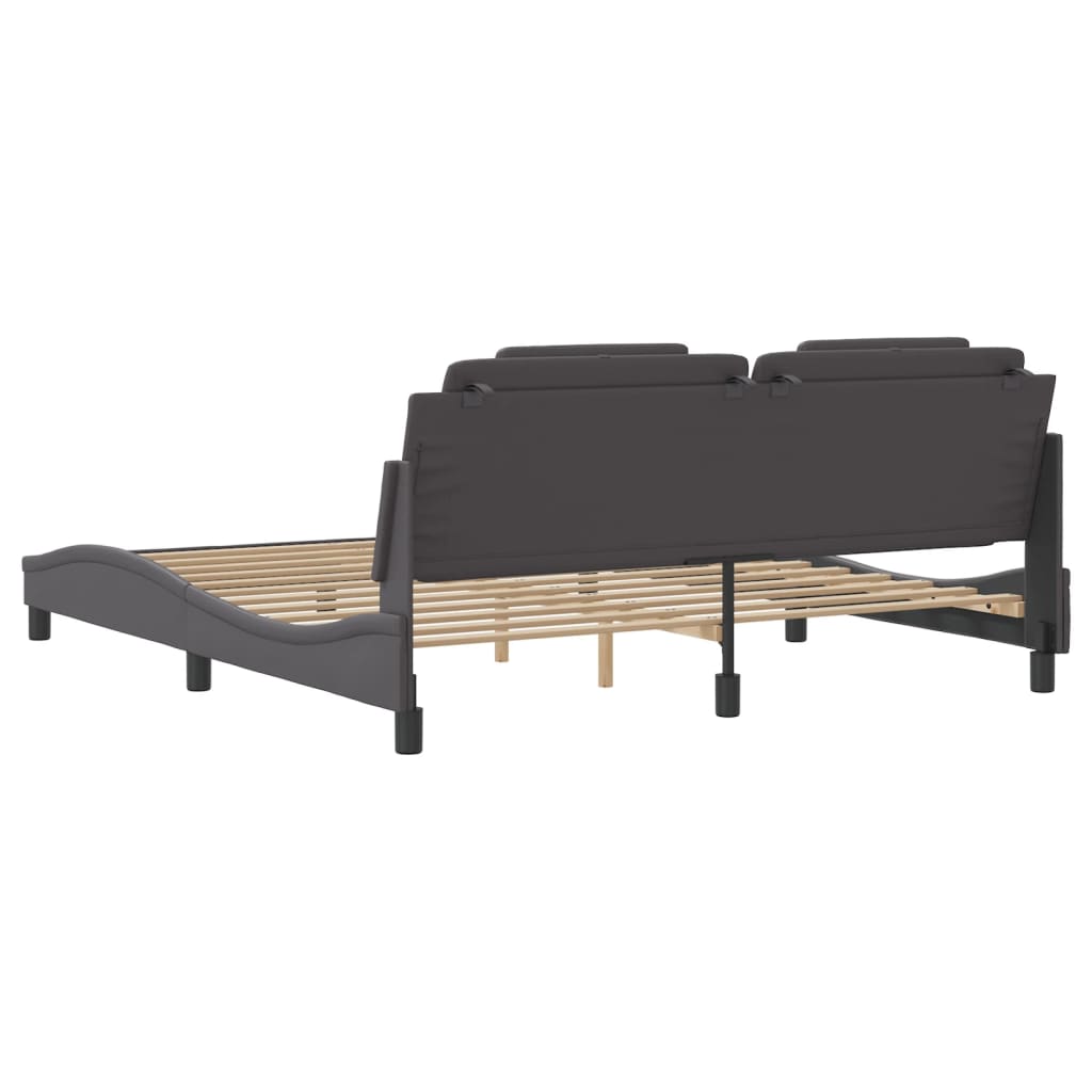 vidaXL Cadru de pat cu tăblie, gri, 180x200 cm, piele ecologică vidaXL Cadru de pat cu tăblie, gri, 180x200 cm, piele ecologică