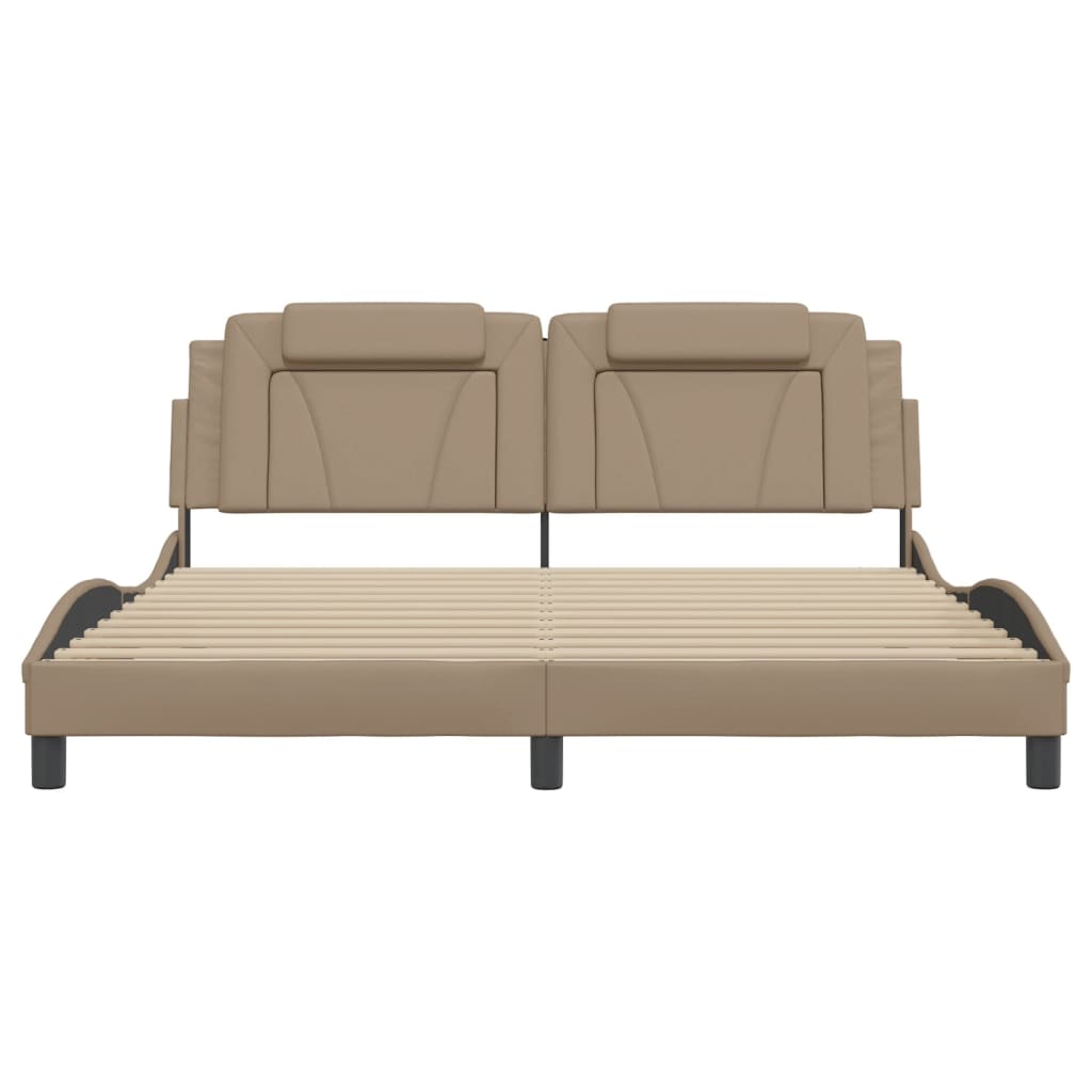 vidaXL Cadru de pat cu tăblie, cappuccino, 180x200 cm, piele ecologică