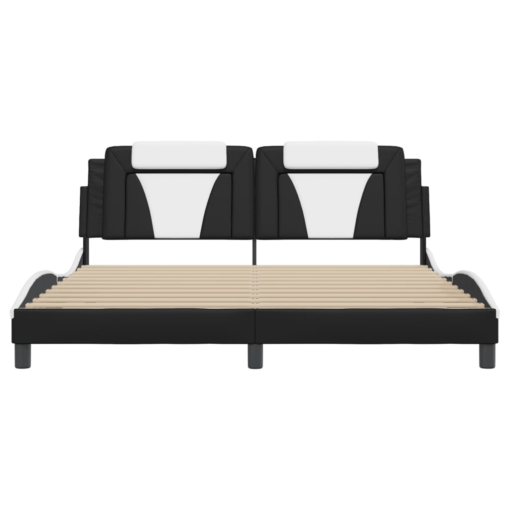 vidaXL Cadru de pat cu tăblie negru și alb 180x200cm piele artificială