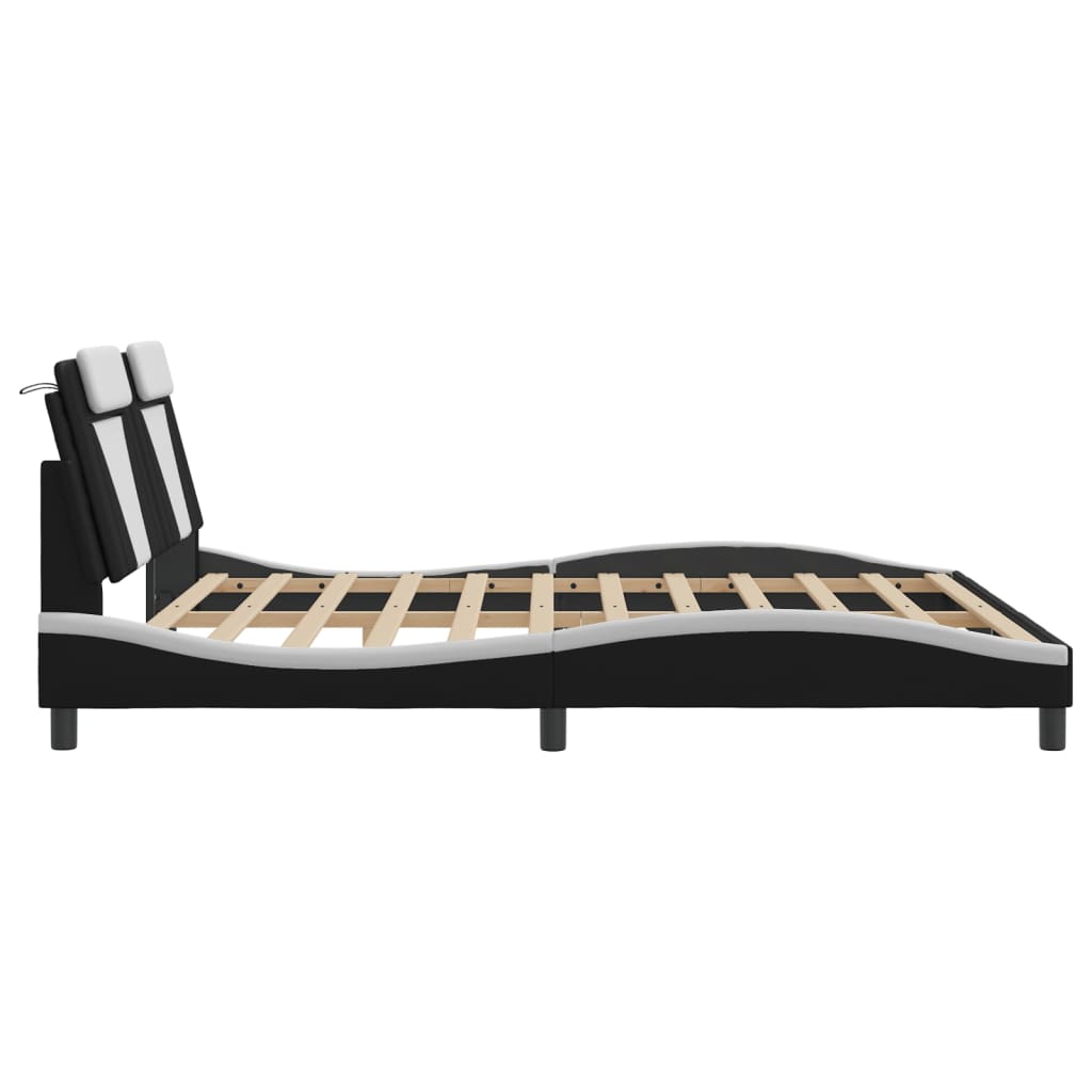 vidaXL Cadru de pat cu tăblie negru și alb 180x200cm piele artificială