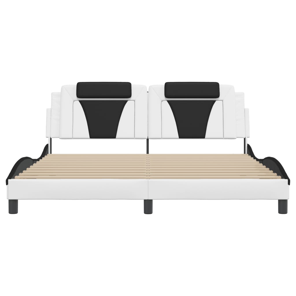 vidaXL Cadru de pat cu tăblie alb și negru 180x200cm piele artificială
