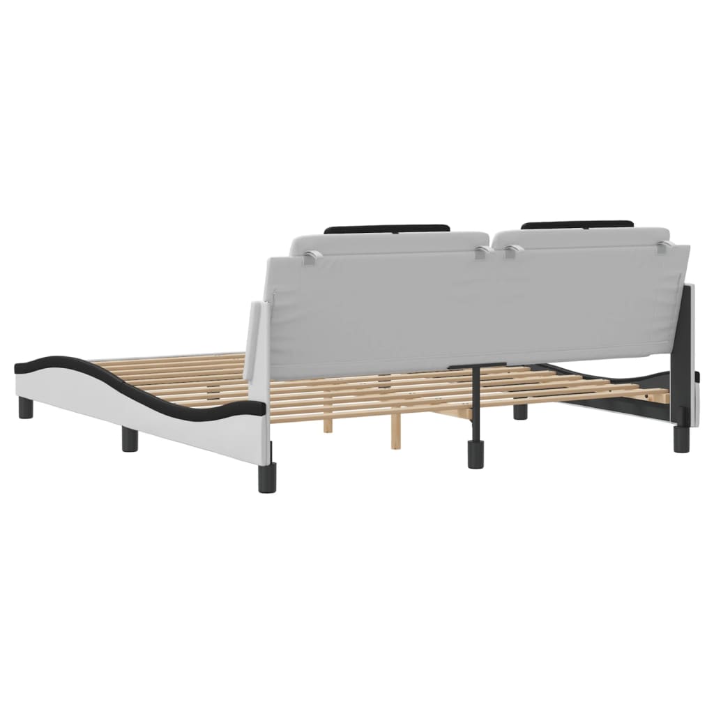 vidaXL Cadru de pat cu tăblie alb și negru 180x200cm piele artificială