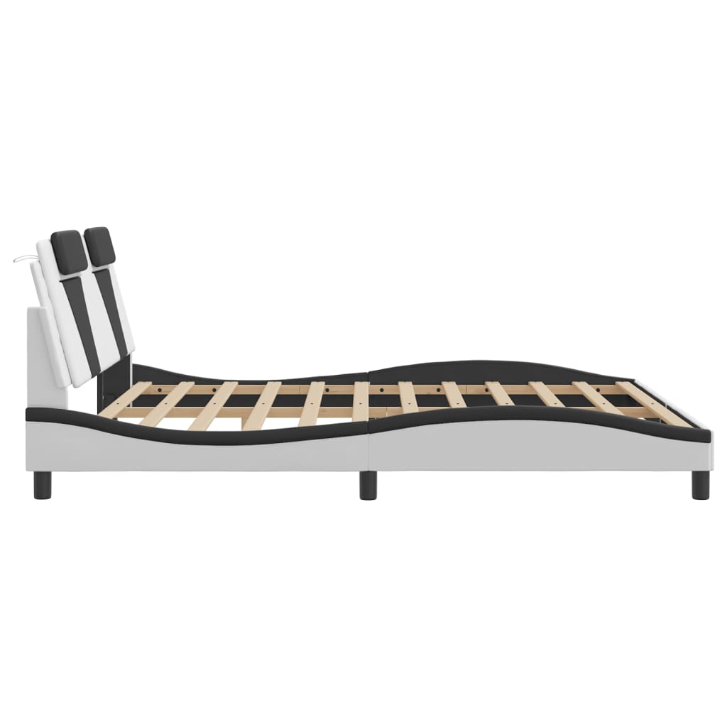 vidaXL Cadru de pat cu tăblie alb și negru 180x200cm piele artificială
