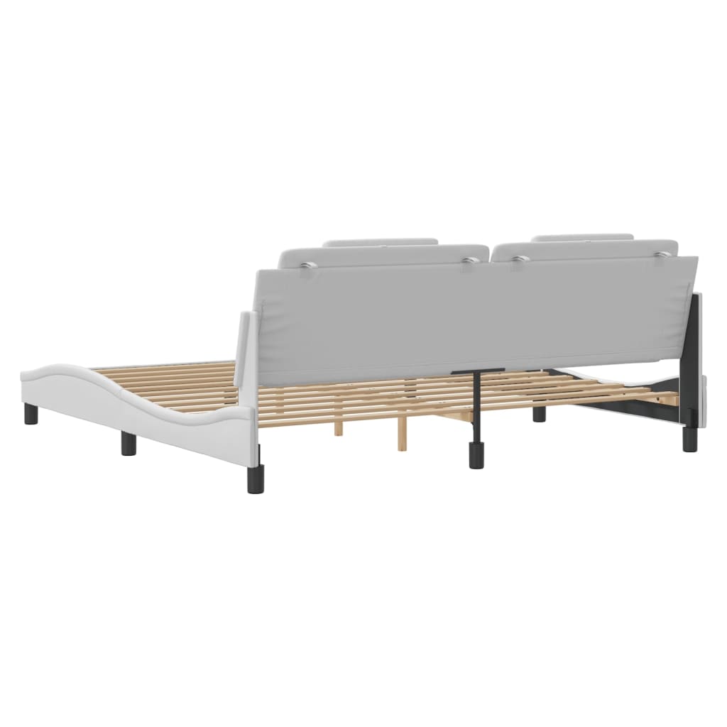 vidaXL Cadru de pat cu tăblie, alb, 200x200 cm, piele ecologică