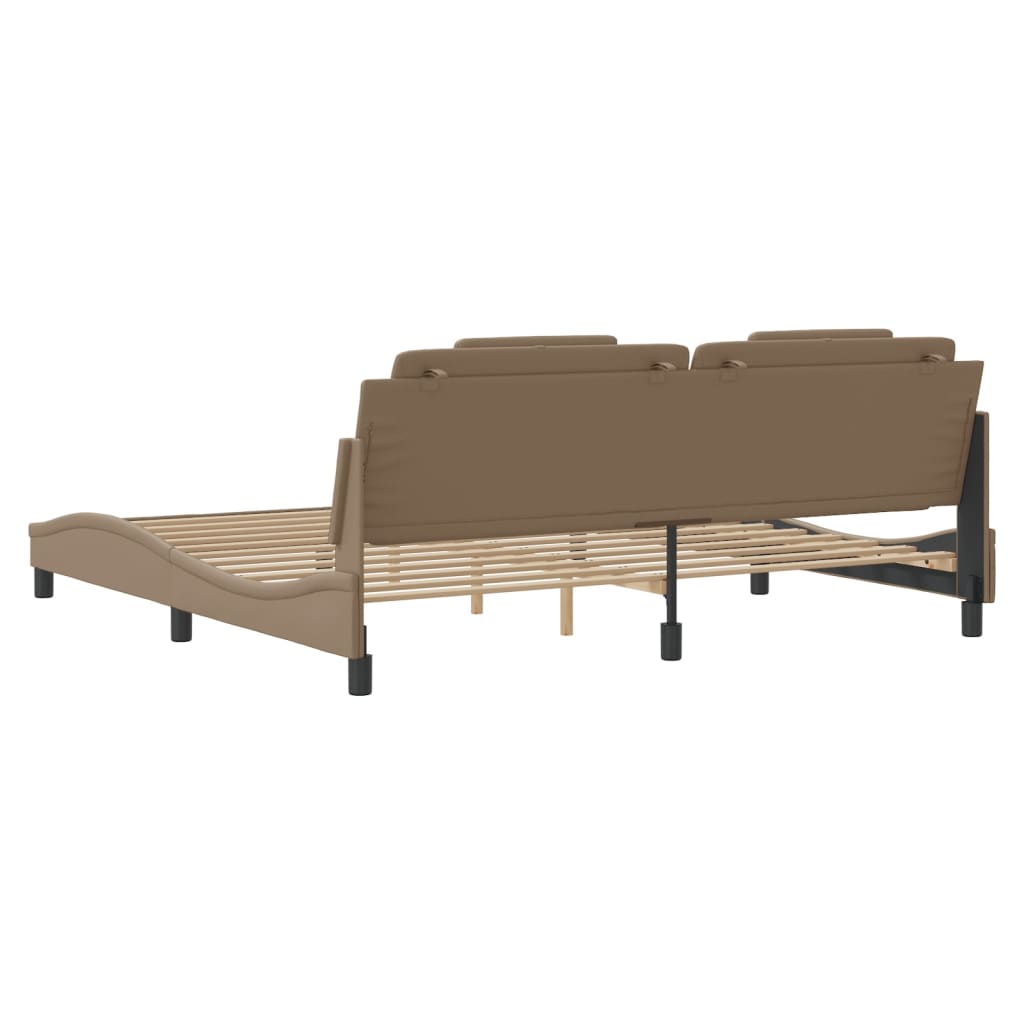 vidaXL Cadru de pat cu tăblie, cappuccino, 200x200 cm, piele ecologică vidaXL Cadru de pat cu tăblie, cappuccino, 200x200 cm, piele ecologică