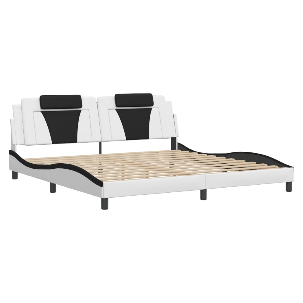 vidaXL Cadru de pat cu tăblie alb și negru 200x200cm piele artificială