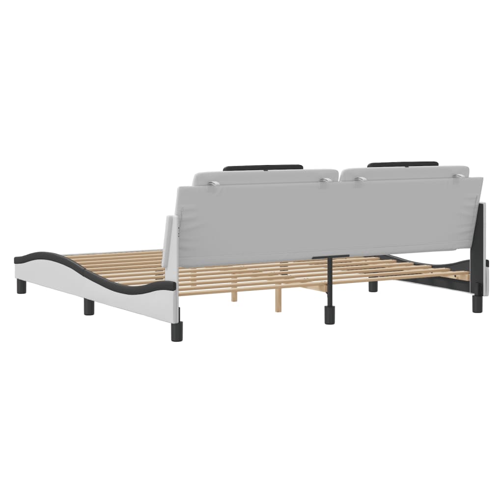 vidaXL Cadru de pat cu tăblie alb și negru 200x200cm piele artificială