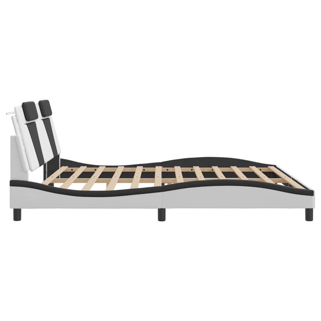 vidaXL Cadru de pat cu tăblie alb și negru 200x200cm piele artificială