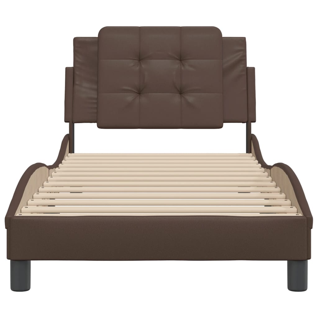 vidaXL Cadru de pat cu tăblie, maro, 80x200 cm, piele ecologică
