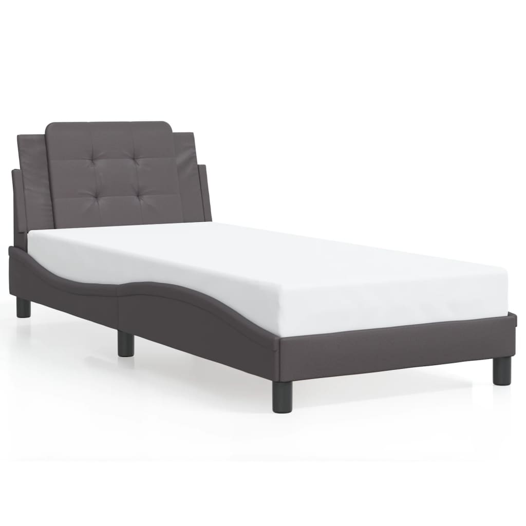 vidaXL Cadru de pat cu tăblie, gri, 80x200 cm, piele ecologică vidaXL Cadru de pat cu tăblie, gri, 80x200 cm, piele ecologică