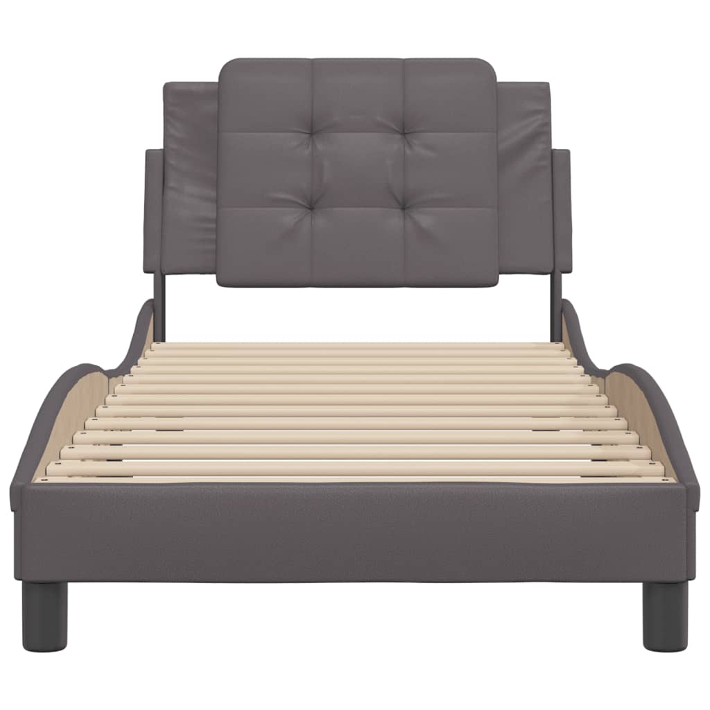 vidaXL Cadru de pat cu tăblie, gri, 80x200 cm, piele ecologică vidaXL Cadru de pat cu tăblie, gri, 80x200 cm, piele ecologică