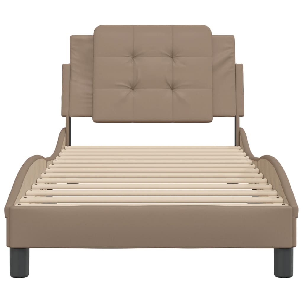 vidaXL Cadru de pat cu tăblie, cappuccino, 80x200 cm, piele ecologică