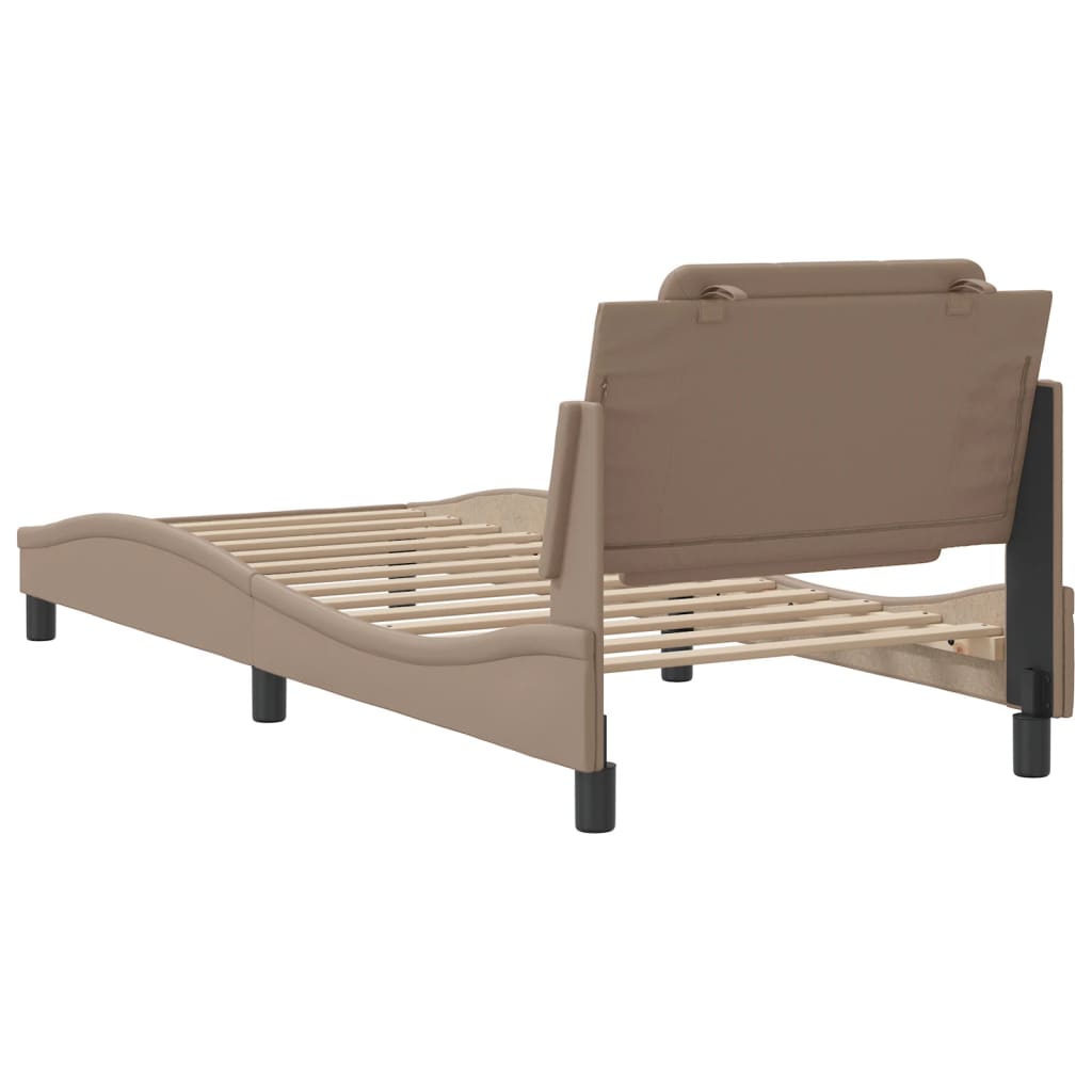 vidaXL Cadru de pat cu tăblie, cappuccino, 90x190 cm, piele ecologică vidaXL Cadru de pat cu tăblie, cappuccino, 90x190 cm, piele ecologică