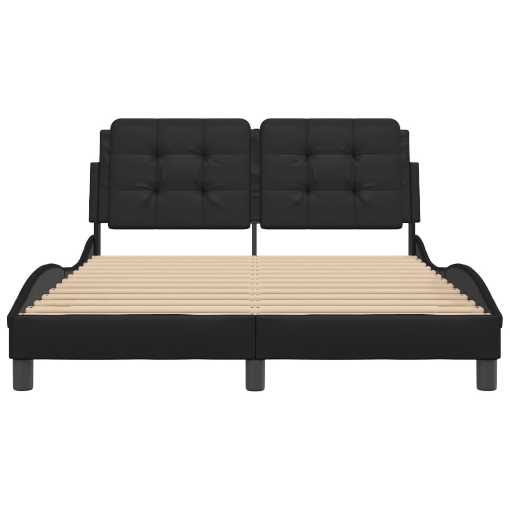 vidaXL Cadru de pat cu tăblie, negru, 120x200 cm, piele ecologică vidaXL Cadru de pat cu tăblie, negru, 120x200 cm, piele ecologică