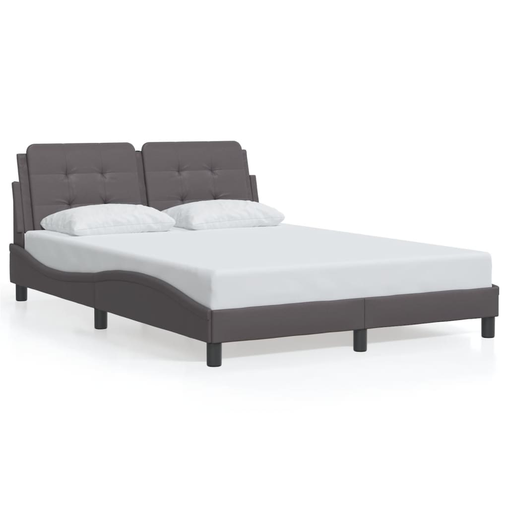 vidaXL Cadru de pat cu tăblie, gri, 120x200 cm, piele ecologică vidaXL Cadru de pat cu tăblie, gri, 120x200 cm, piele ecologică