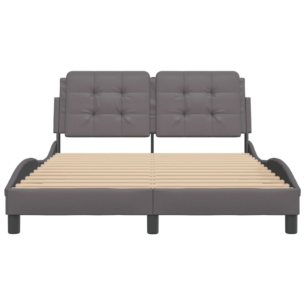 vidaXL Cadru de pat cu tăblie, gri, 120x200 cm, piele ecologică vidaXL Cadru de pat cu tăblie, gri, 120x200 cm, piele ecologică
