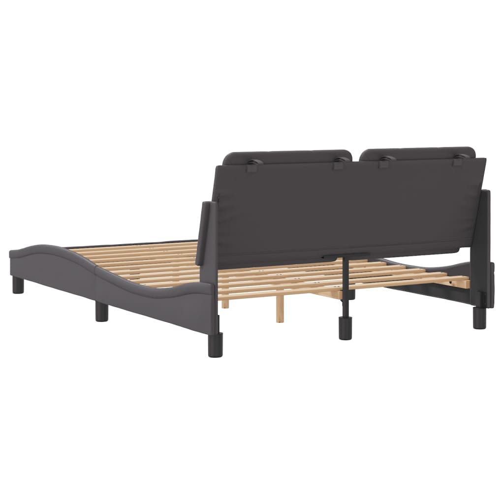 vidaXL Cadru de pat cu tăblie, gri, 140x200 cm, piele ecologică vidaXL Cadru de pat cu tăblie, gri, 140x200 cm, piele ecologică