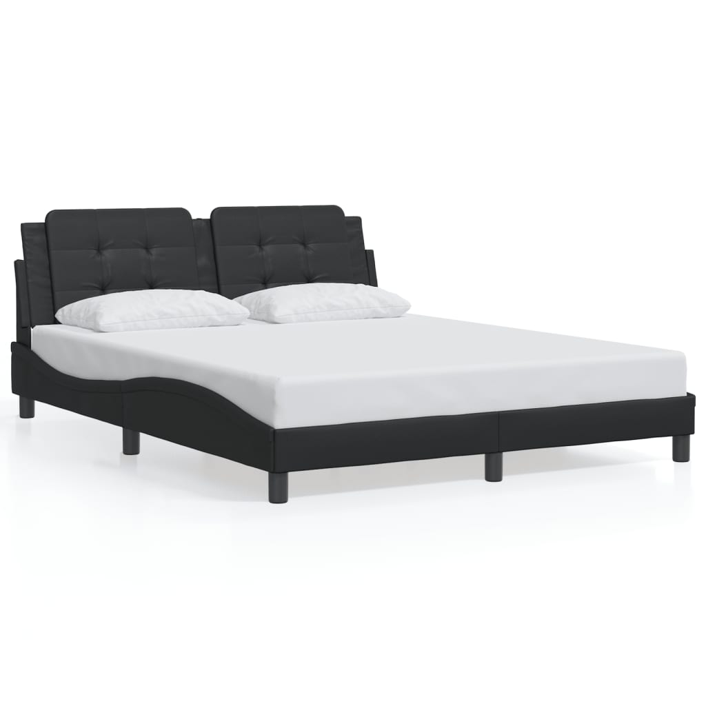vidaXL Cadru de pat cu tăblie, negru, 160x200 cm, piele ecologică vidaXL Cadru de pat cu tăblie, negru, 160x200 cm, piele ecologică