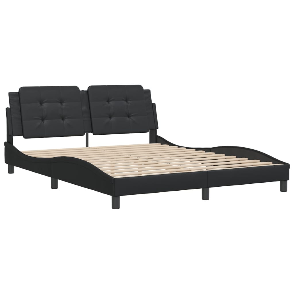 vidaXL Cadru de pat cu tăblie, negru, 160x200 cm, piele ecologică vidaXL Cadru de pat cu tăblie, negru, 160x200 cm, piele ecologică