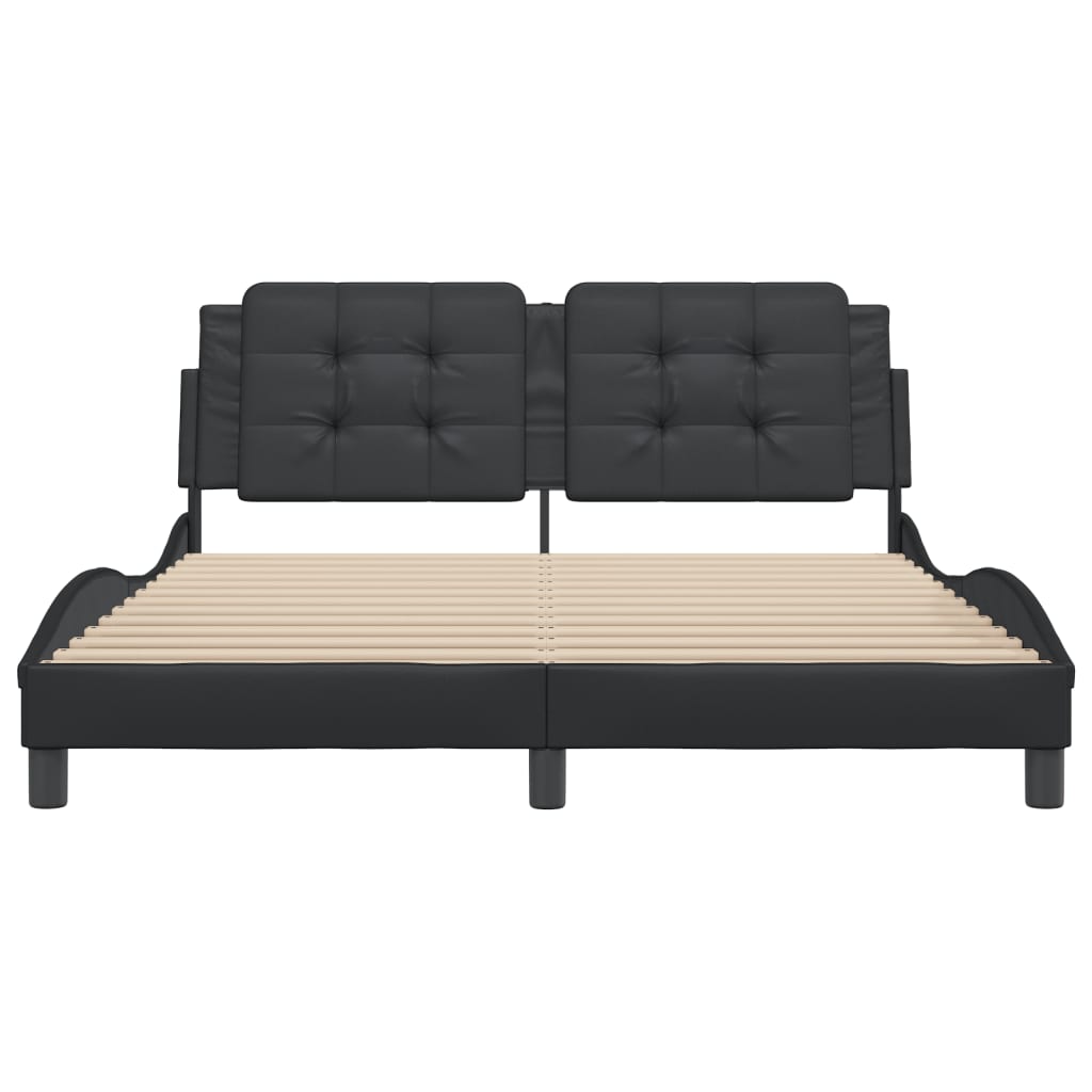 vidaXL Cadru de pat cu tăblie, negru, 160x200 cm, piele ecologică vidaXL Cadru de pat cu tăblie, negru, 160x200 cm, piele ecologică