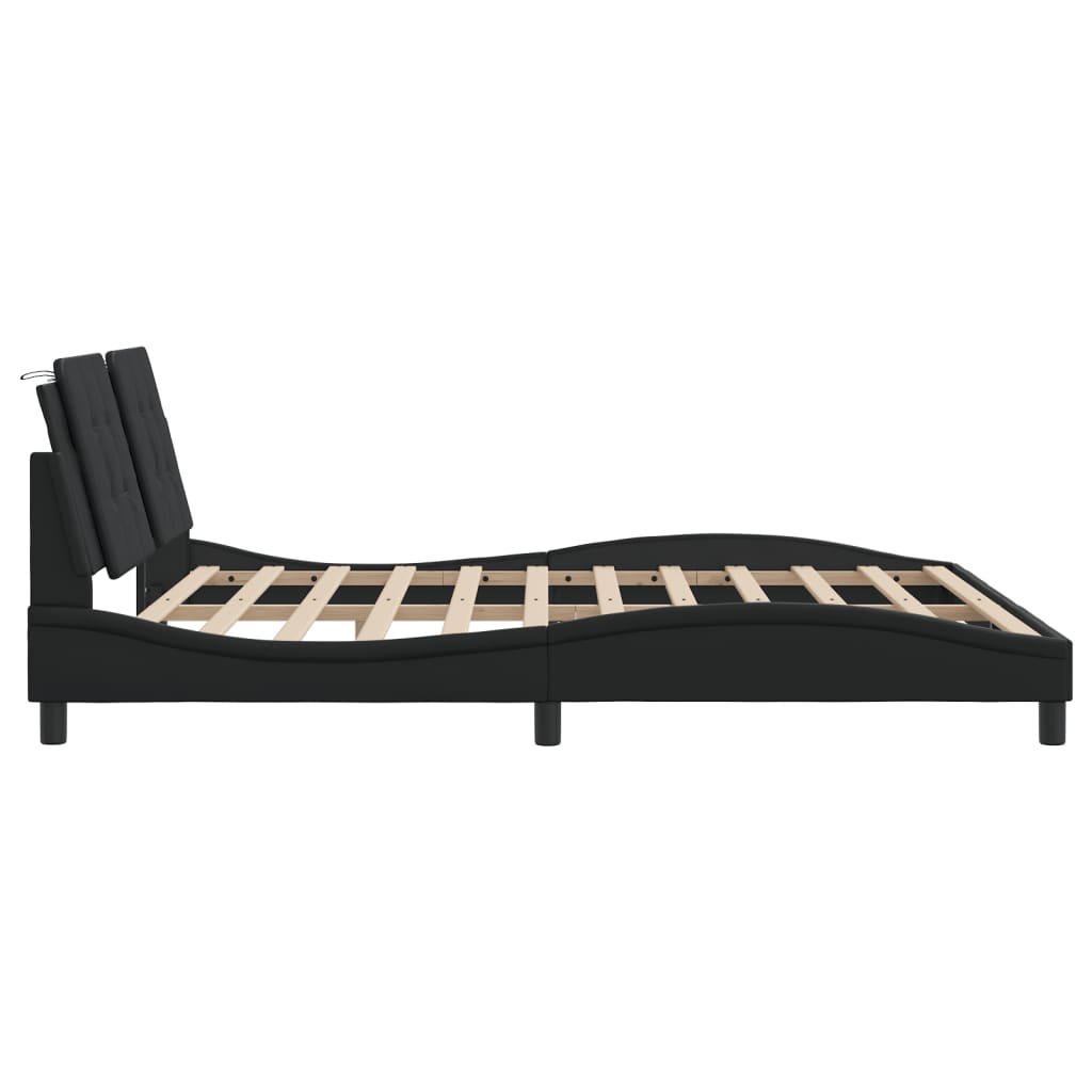 vidaXL Cadru de pat cu tăblie, negru, 180x200 cm, piele ecologică vidaXL Cadru de pat cu tăblie, negru, 180x200 cm, piele ecologică